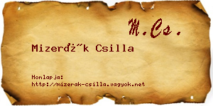 Mizerák Csilla névjegykártya